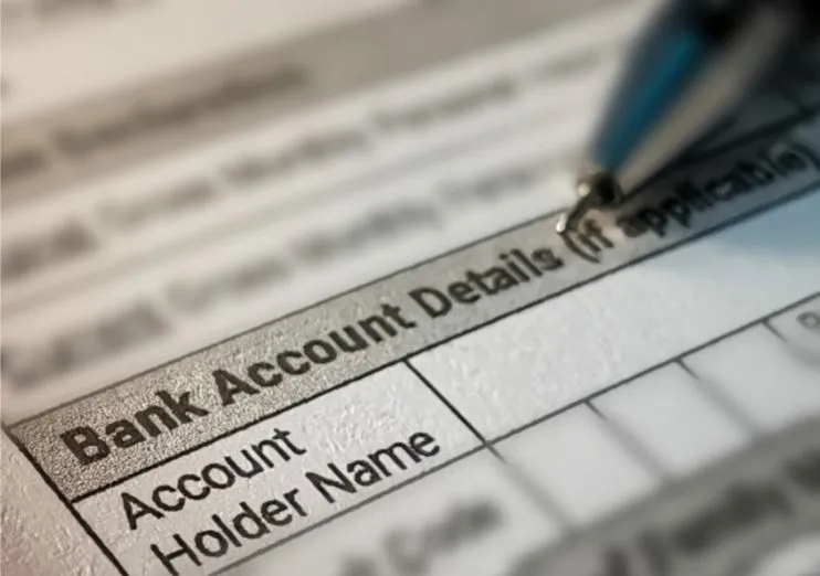 bank account details form
