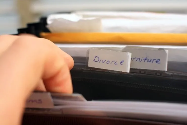 divorce tab folder in cabinet